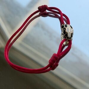 Bulgari Red Bracelet with Black and White Bead